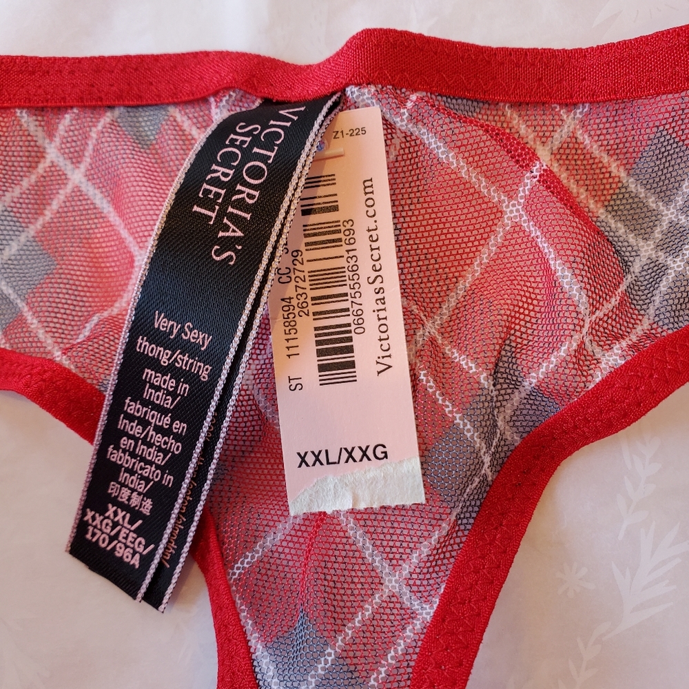 💖🔥💕NWT Victoria's secret Very Sexy thong panties Red Check XXL - Picture 5 of 6